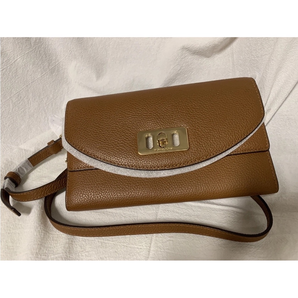 NWT Michael Kors Karson Wallet Clutch Leather Crossbody Luggage (35T8GKRC7L)
